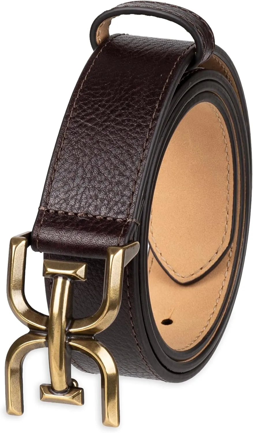 Sam Edelman Women's Fashion Double-E Plaque Logo Buckle Slim Textured Belt for Jeans, Dresses and Trousers