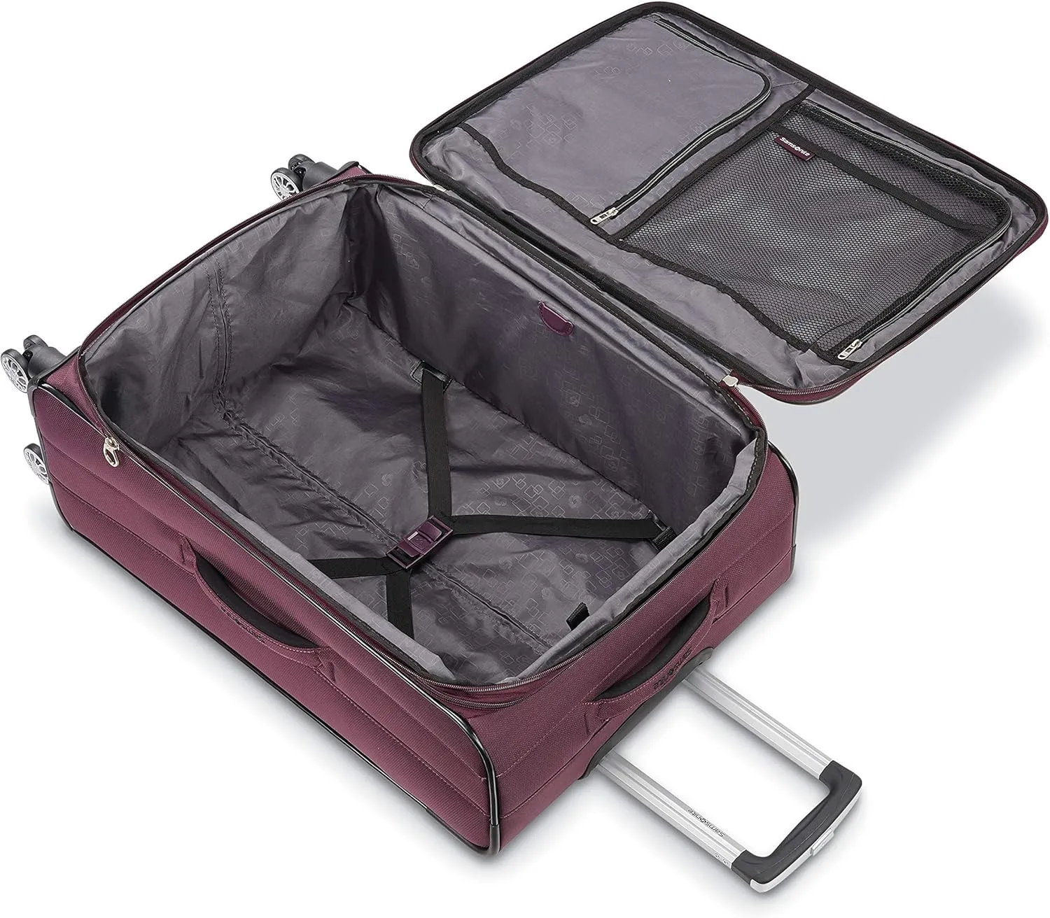 Samsonite Ascella X Softside Expandable Luggage with Spinner Wheels, Plum, Checked-Large 29-Inch