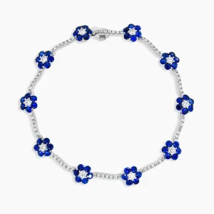 Sapphire and Diamond Flower Bracelet