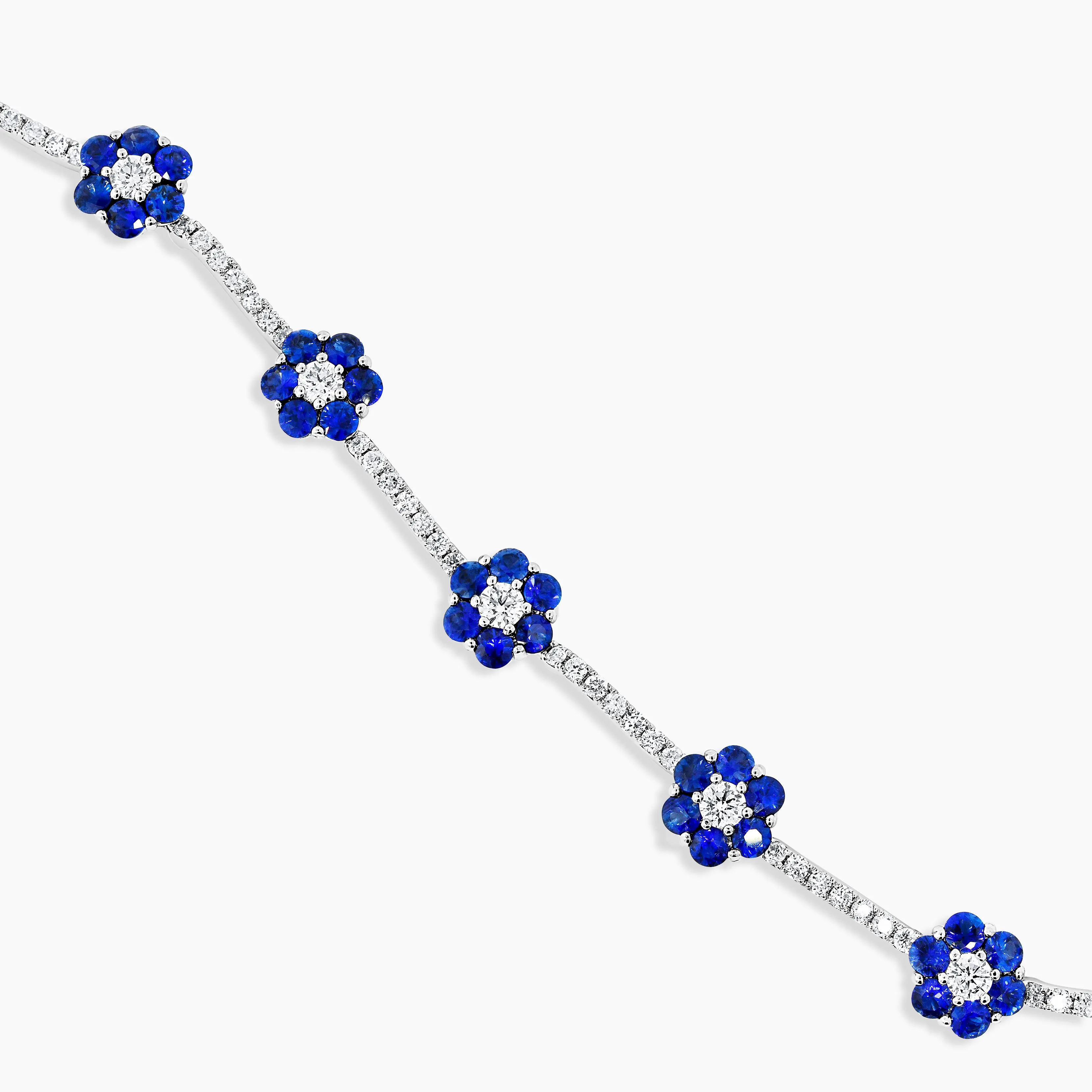 Sapphire and Diamond Flower Bracelet