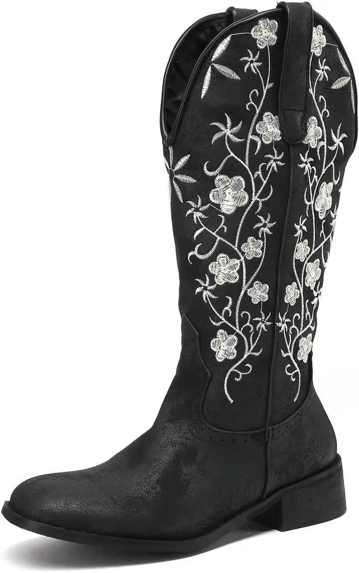 Scaoruki Women Embroidered Western Boots