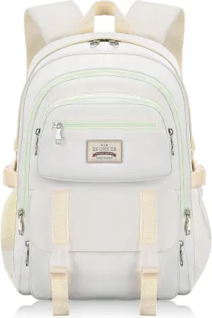 SCIONE School Backpacks for Teen Girls-Laptop Backpacks 15.6 Inch Primary Middle College Bookbag Travel Daypack Bags for Teens Girls Women Students-Beige