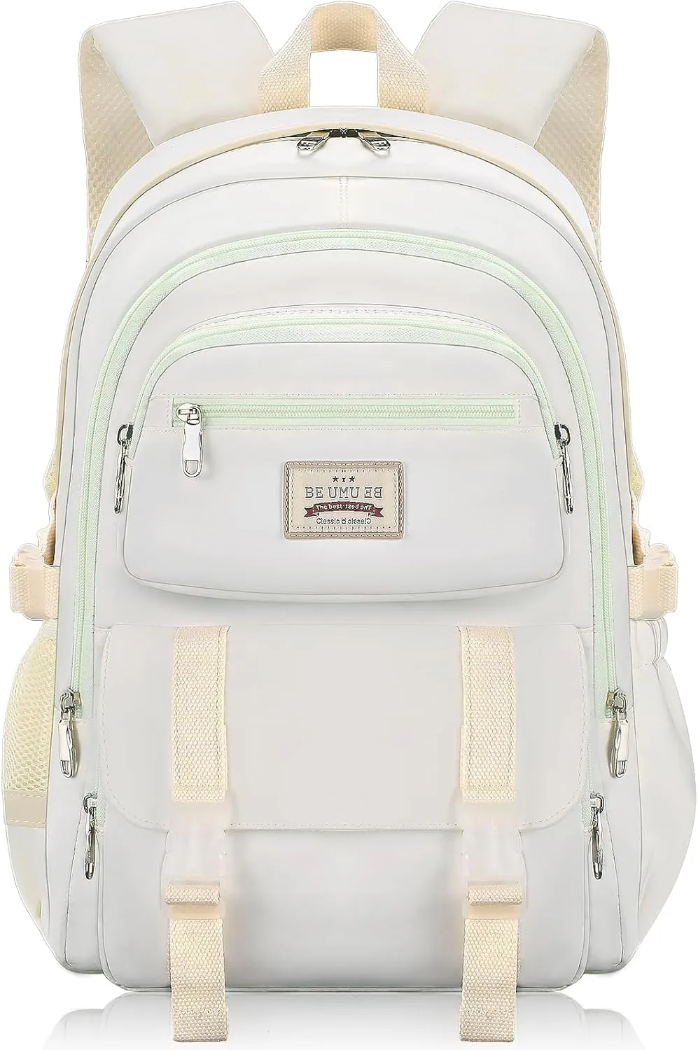 SCIONE School Backpacks for Teen Girls-Laptop Backpacks 15.6 Inch Primary Middle College Bookbag Travel Daypack Bags for Teens Girls Women Students-Beige