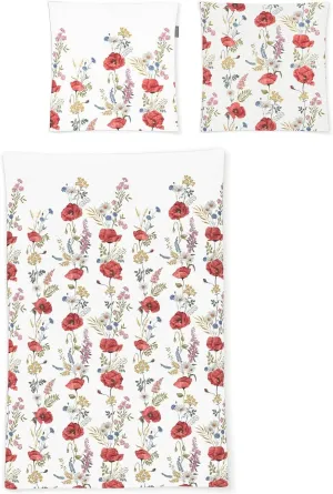 Seersucker Easy Vetlanda Bed Linen 1 x Duvet Cover 155 x 200 cm and 1 Pillowcase 80 x 80 cm Red