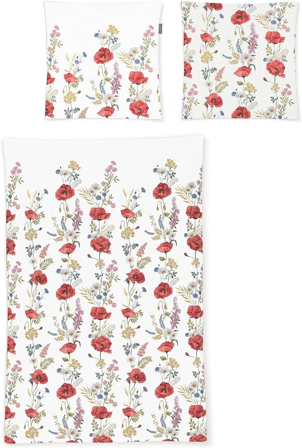 Seersucker Easy Vetlanda Bed Linen 1 x Duvet Cover 155 x 200 cm and 1 Pillowcase 80 x 80 cm Red
