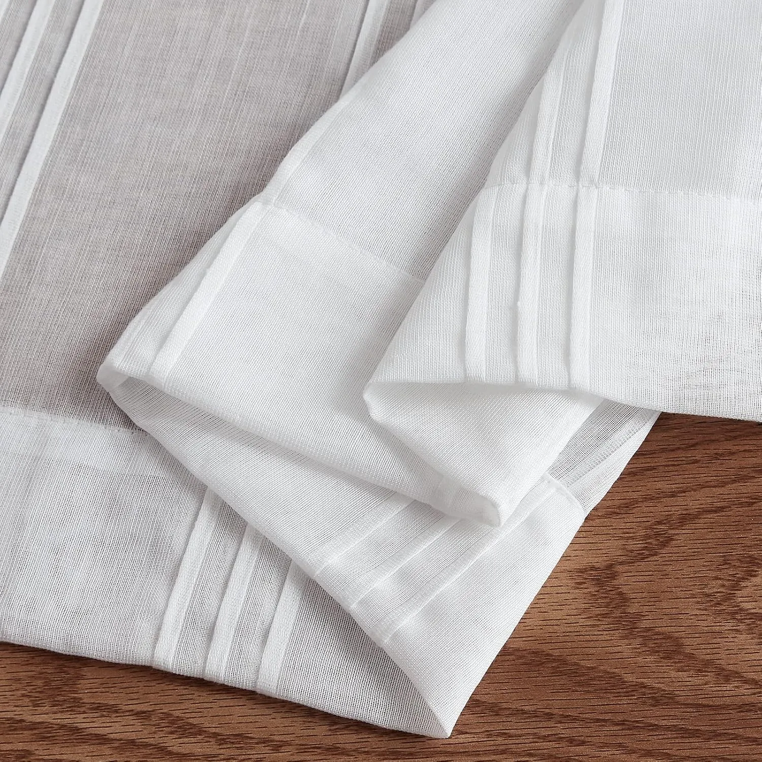 Semi Sheer Curtains for Living Room Bedroom,Rod Pocket White Linen Curtain Light Filtering Window Treatments Drapes,W40 x L63,Set of 2 Panels
