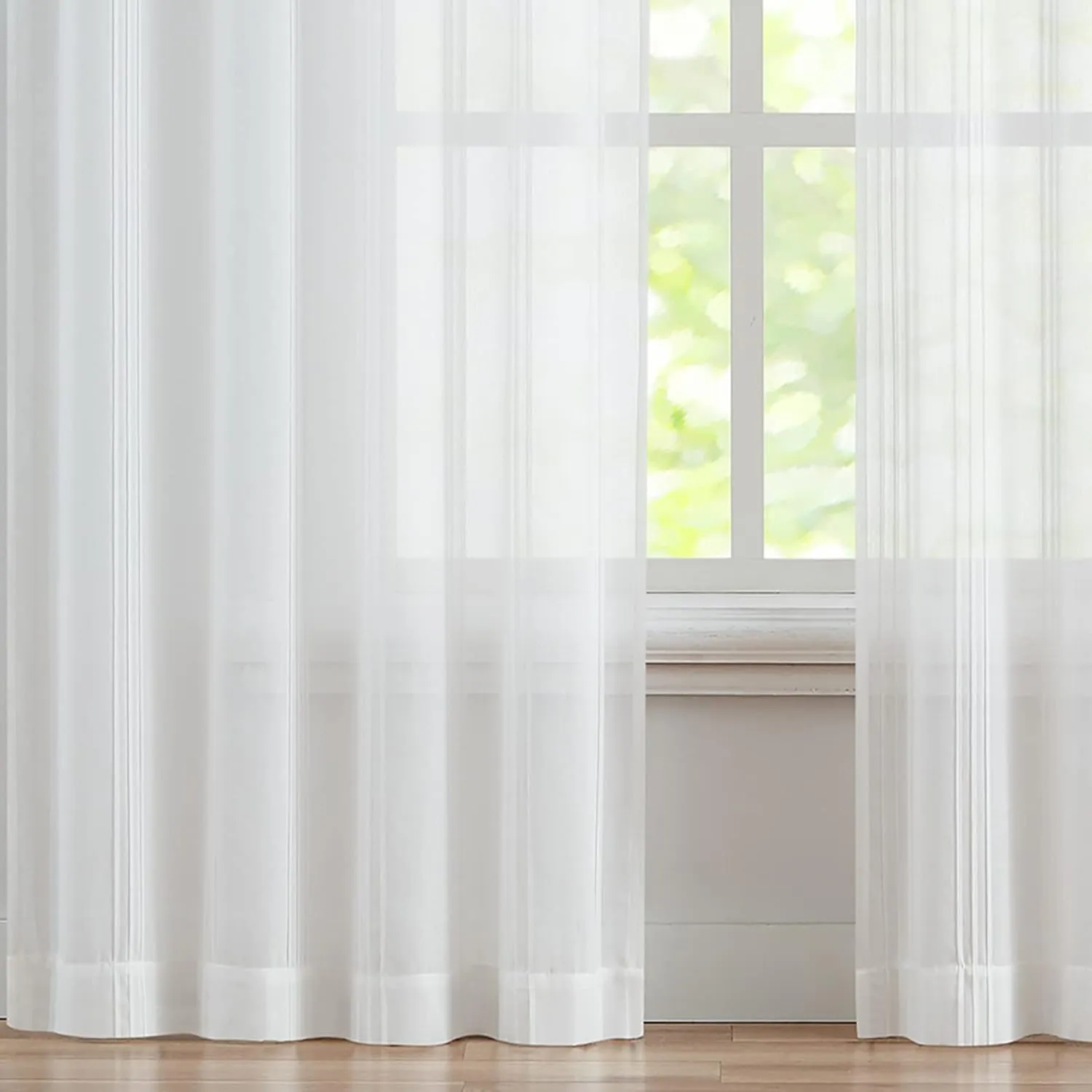 Semi Sheer Curtains for Living Room Bedroom,Rod Pocket White Linen Curtain Light Filtering Window Treatments Drapes,W40 x L63,Set of 2 Panels