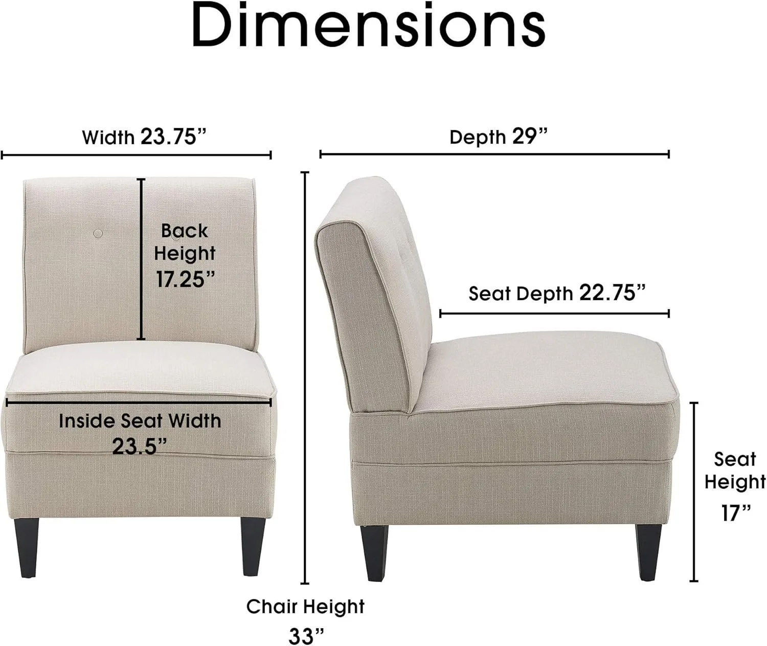 Serta Copenhagen Accent Chair Button Tufted Backrest, Sinuous Spring Seat Cushion, Rubberwood Legs, Upholstery for Living Room, Bedroom and Small Spaces, Polyester Woven Fabric, Modern Cream