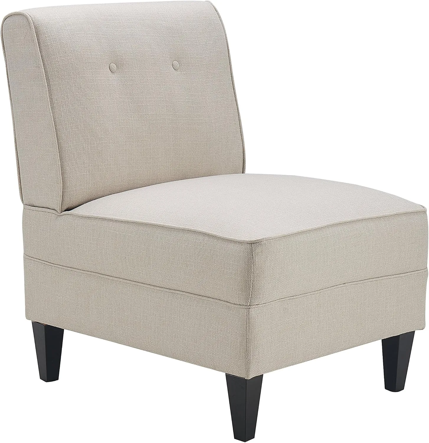 Serta Copenhagen Accent Chair Button Tufted Backrest, Sinuous Spring Seat Cushion, Rubberwood Legs, Upholstery for Living Room, Bedroom and Small Spaces, Polyester Woven Fabric, Modern Cream