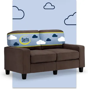 Serta Palisades 61" Track Arm Sofa, Easy Care Polyester, Soft Pillow Back, Pocket Coil Seat Cushions, Removable Covers, Loveseat or Couch for Small Spaces, Living Rooms or Bedrooms, Dark Brown