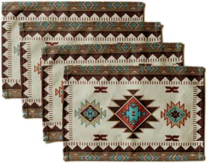 Set of 4 Placemats Southwest Geometric Rectangle 18 X 13 Inch Table Setting Decor for Garden Farmhouse Wedding Party Holiday Dinner Home Decoration Everyday Cotton Linen