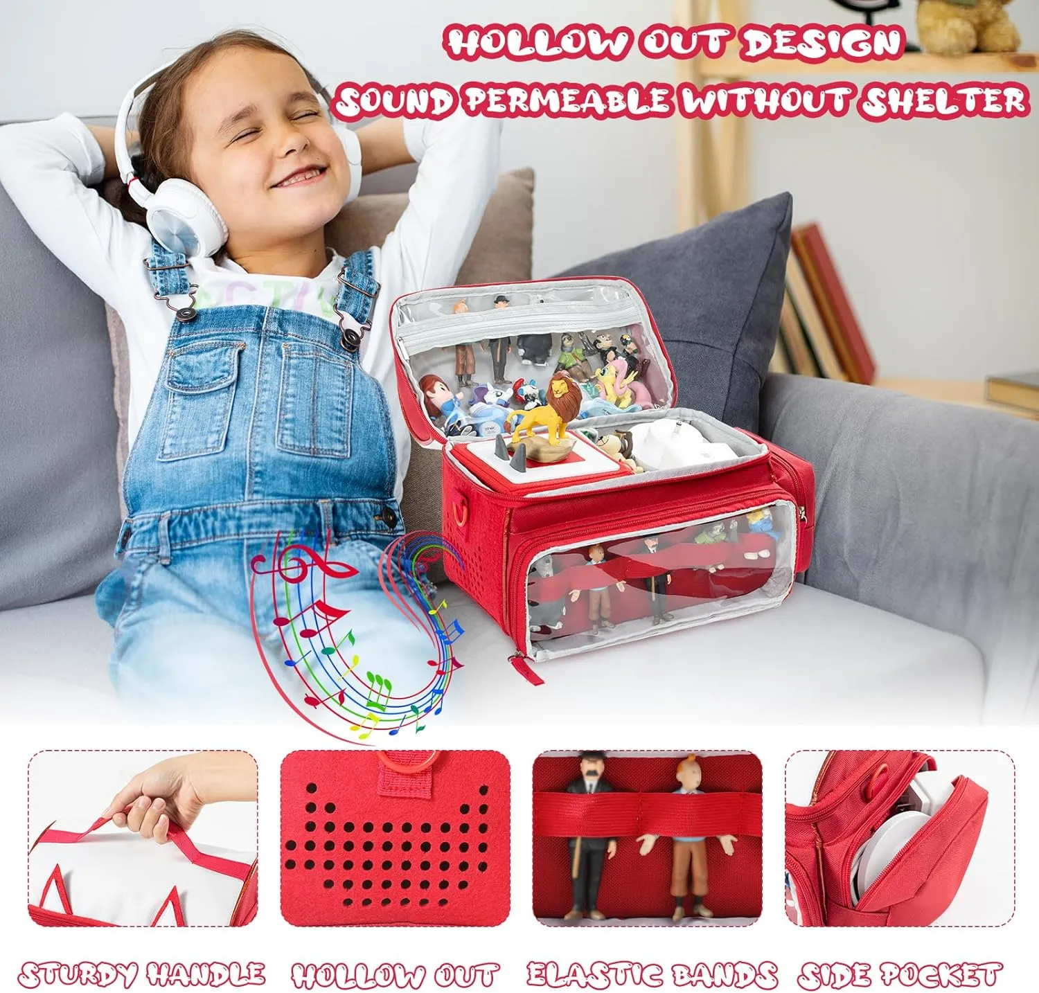 SFYBYHEART Carrying Case Compatible with Toniebox Starter Set, Tonis Figures, Tonis Characters, Cute Tony Case, Tonis Storage and Organizer with Shoulder Strap