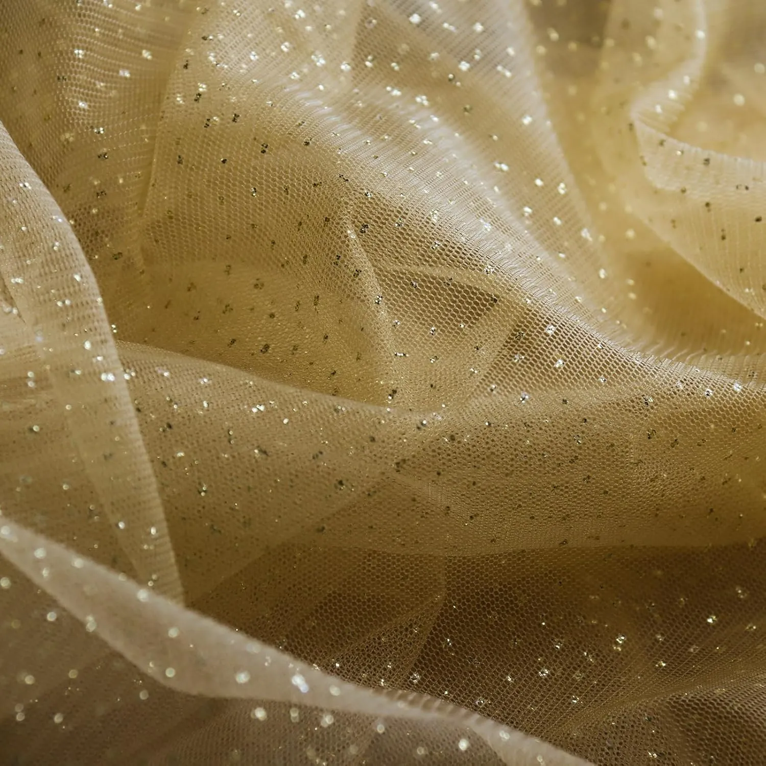 SHAYUAN 60" x 8 Yards Glitter Tulle Fabric Rolls for Bridal Veil Tutu Skirts Tulle Bolt Ribbons DIY Sewing Crafts Wedding Arch Bridal Showers Decoration Photography - Golden