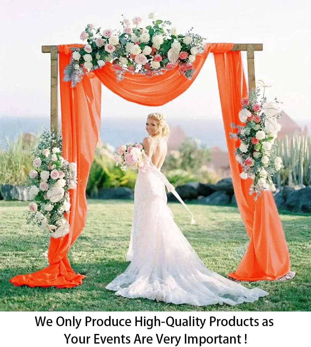 ShinyBeauty Chiffon Wedding Arch Draping Fabric Orange 29" x19FT 2 Panels Tulle Fabric Drapery Wedding Arch Drapes 228" Long Elegant Backdrop Curtains for Birthday Party Ceremony Swag Decorations