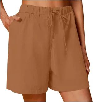 Shorts for Women 2025 Summer Linen Shorts Drawstring High Waisted Lightweight Casual Beach Vacation Outfit