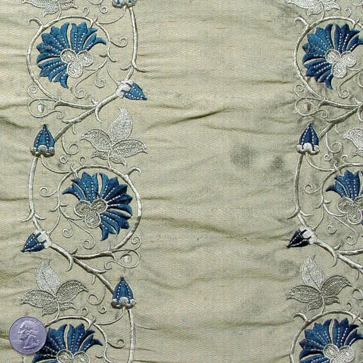 Silk Embroidered Floral Vine Shantung
