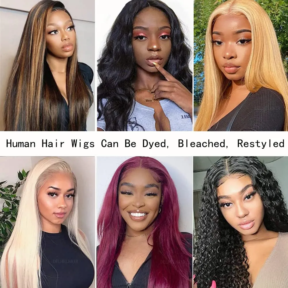 Silky 24Inch Straight Human Hair Glueless Lace Front Wig Pre-Plucked with Baby Hair Brazilian Virgin Wear and Go Silky Straight 4X4 Lace Closure Wigs for Black Women
