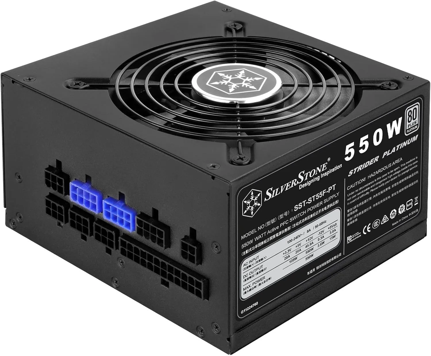 SilverStone Technology Platinum Certified Single  12V Rail ATX Power Supply, PS-ST55F-PT
