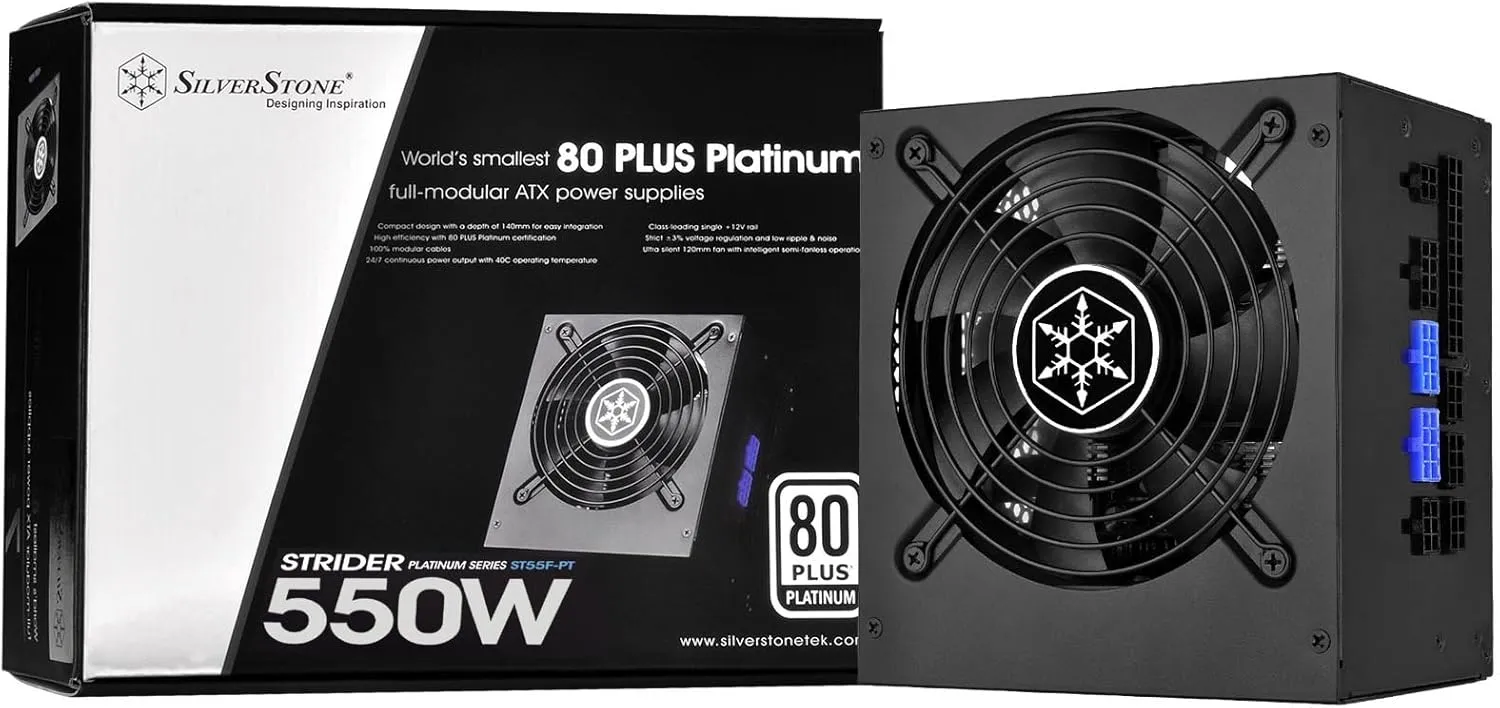 SilverStone Technology Platinum Certified Single  12V Rail ATX Power Supply, PS-ST55F-PT