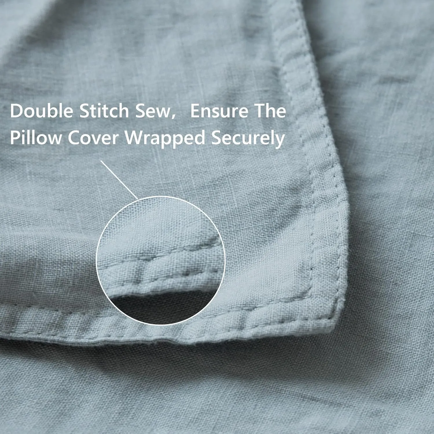 Simple&Opulence 100% Linen Pillowcases Basic Style Solid Color Set of 2, Queen Size Stone Washed Flax Pillow Cover Envelope Closure (20''x30'', Dusty Blue)