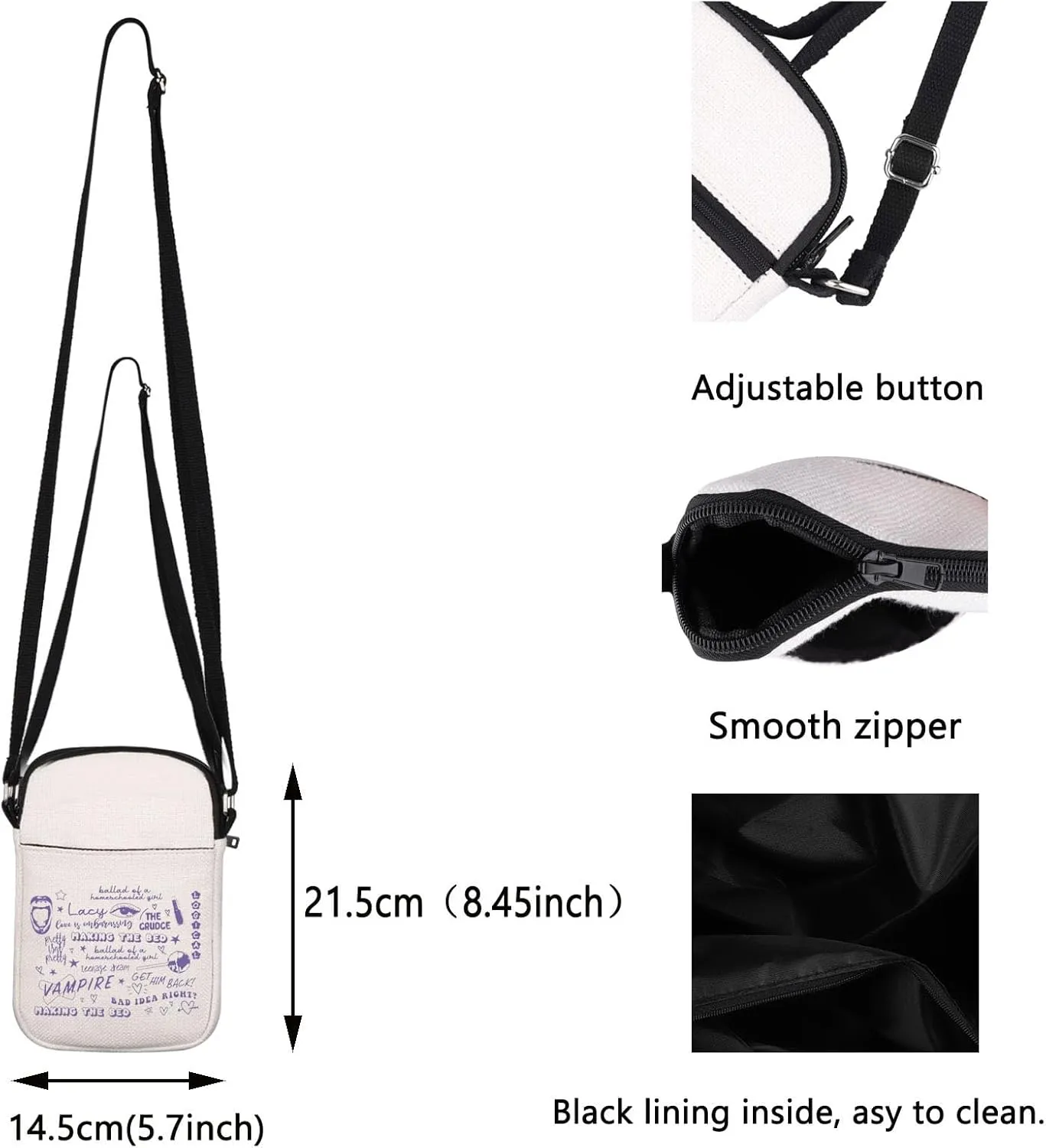 Singer Crossbody Bag Singer Album Inspired Gift Singer Merch Singer Fans Gift Sour Gift Sour Album Crossbody Bag Lyrics Gift