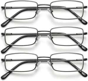 SKYWAY Mens Reading Glasses Blue Light Blocking, Stylish Metal Frame Computer Readers for Men Anti Glare UV Protection