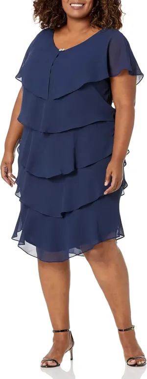 S.L. Fashions Women's Plus Size Tier Dress
