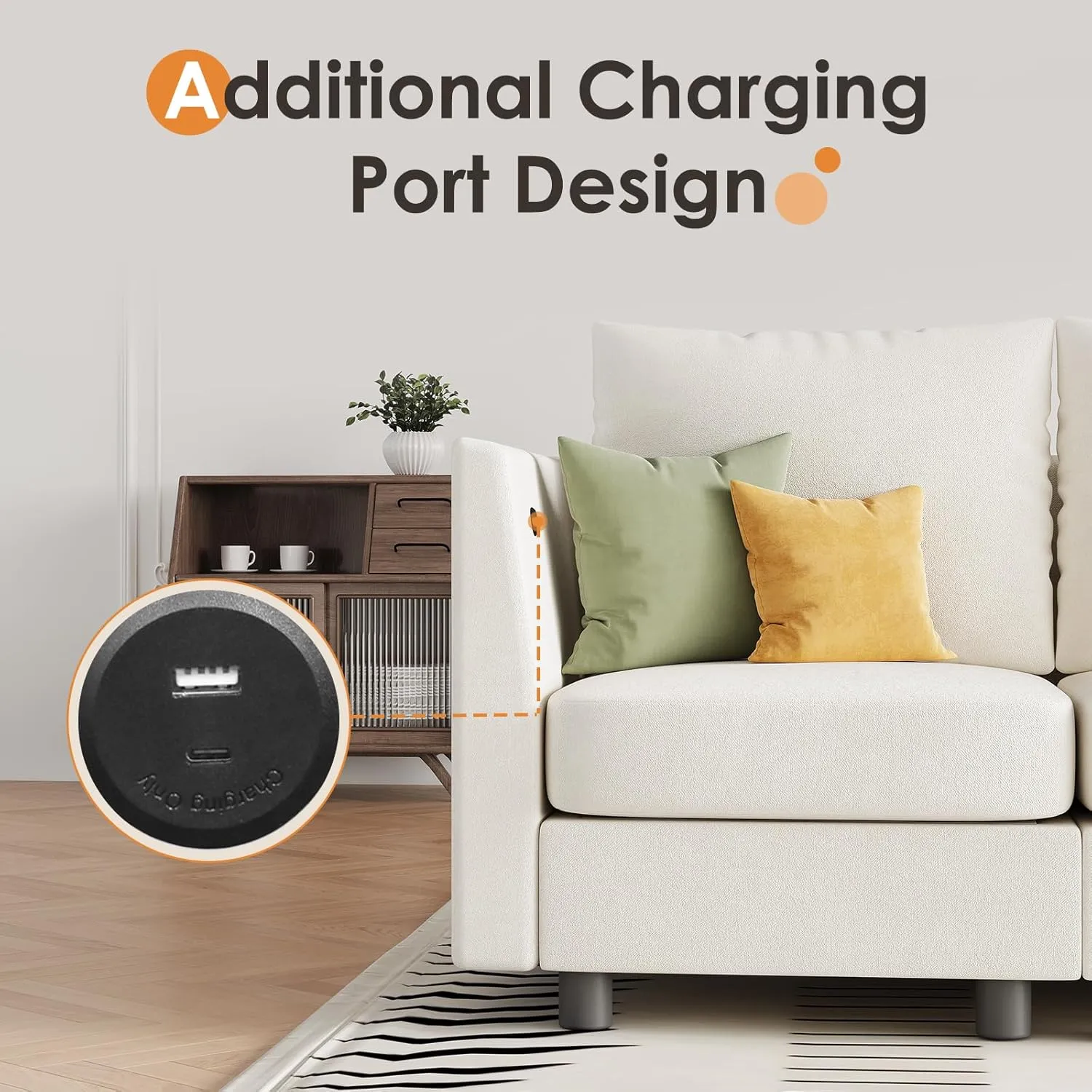 Sleeper Sofa Set, 9 Seats Modular Sleeper Couch with Storage Seat, Sectional Sofa with USB Charging Port, Modern Comfy Chenille Couch for Living Room, Beige