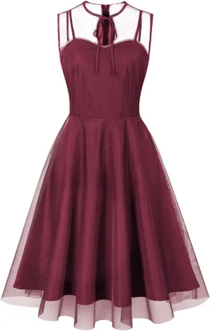 Sleeveless Floral Embroidery Dress for Women Flower Embroidery Tulle Prom Dress Mesh Keyhole Wedding Party Dresses