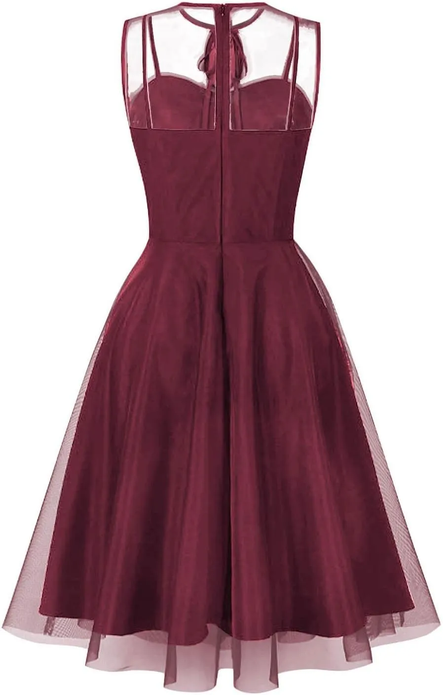 Sleeveless Floral Embroidery Dress for Women Flower Embroidery Tulle Prom Dress Mesh Keyhole Wedding Party Dresses
