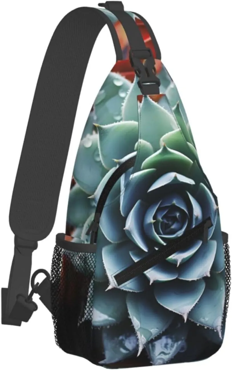 Sling Bag for Women Men Crossbody Bag Sling Backpack Succulent Plant Cross Body Bag Adjustable Chest Bag