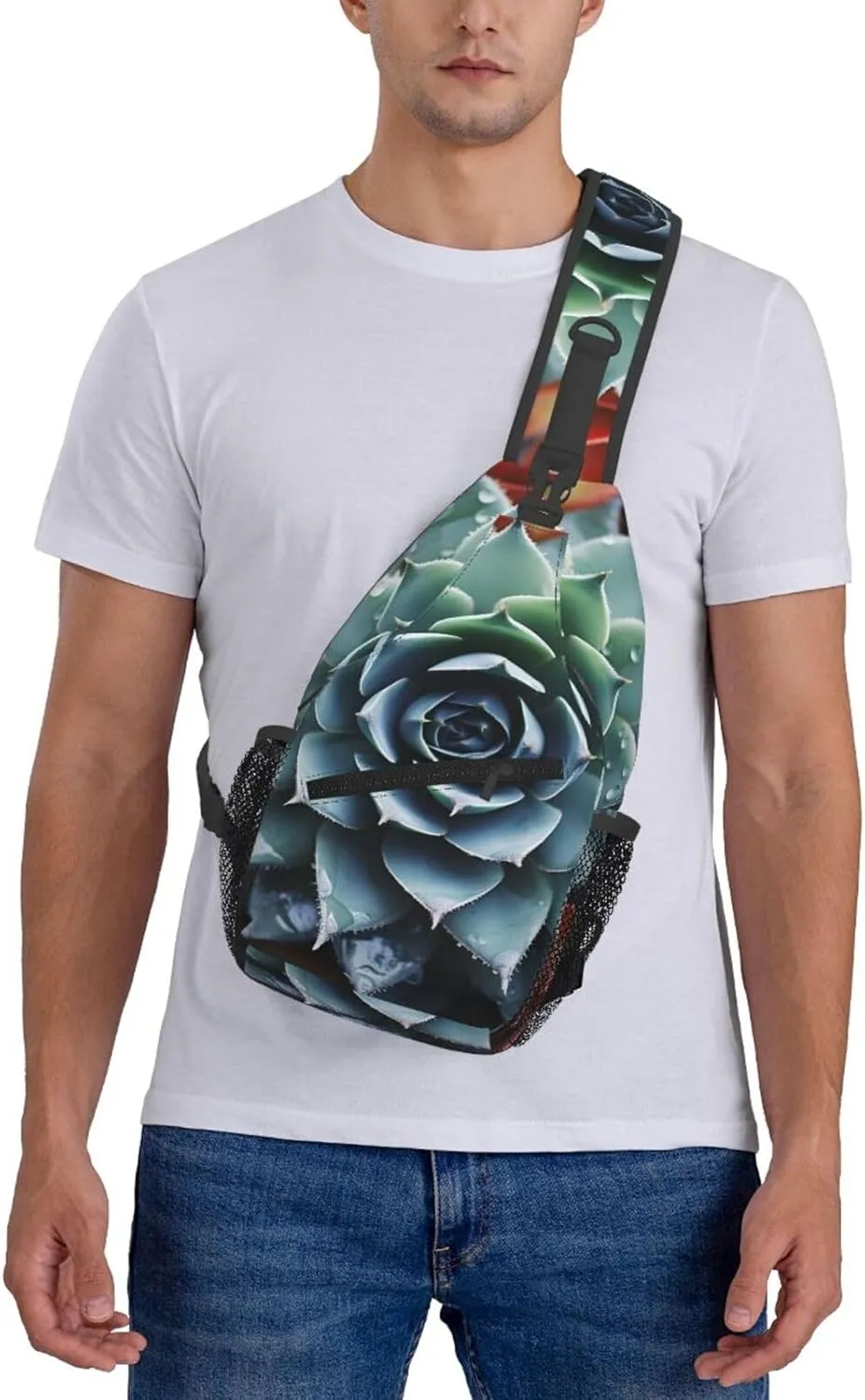 Sling Bag for Women Men Crossbody Bag Sling Backpack Succulent Plant Cross Body Bag Adjustable Chest Bag