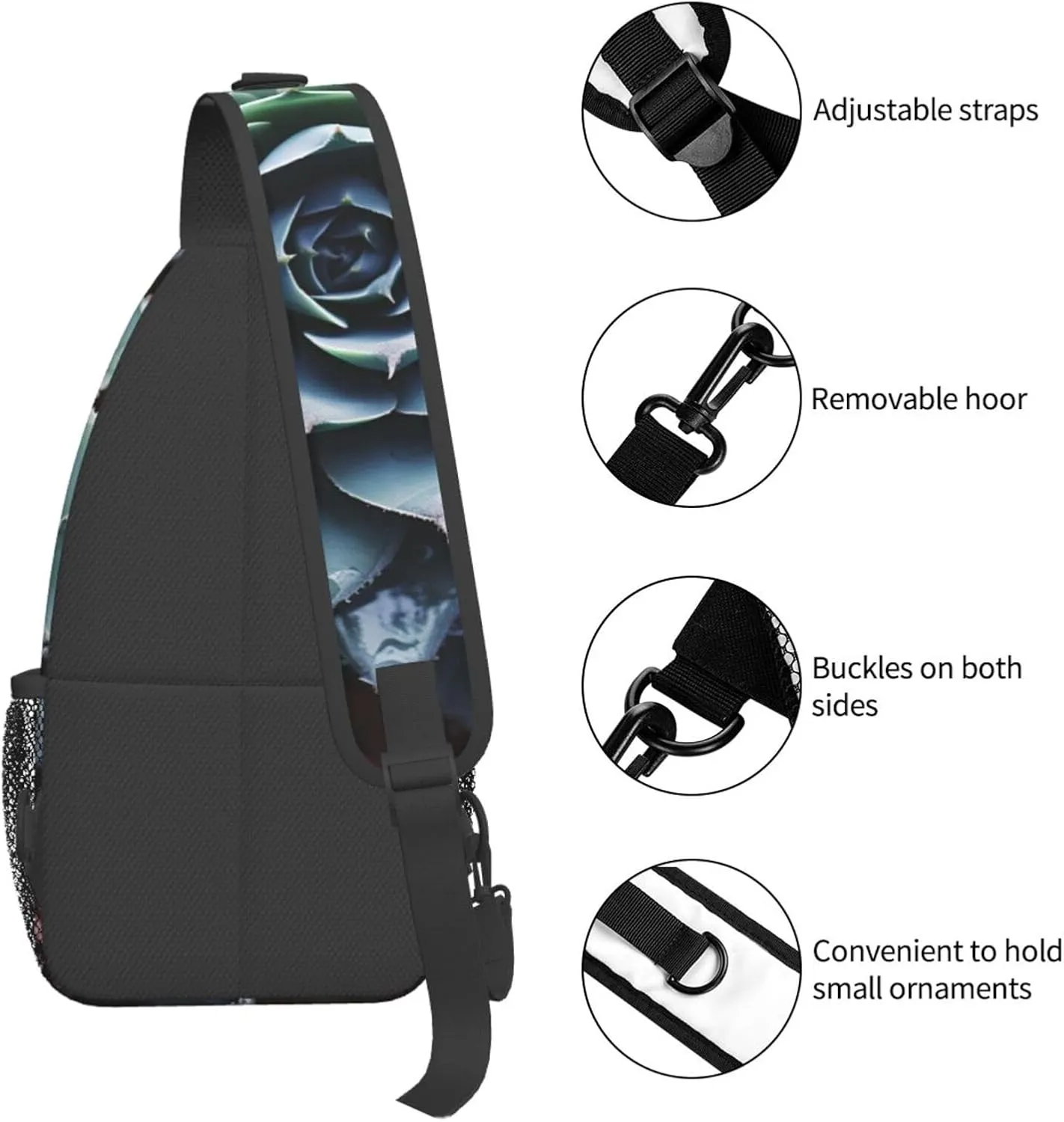 Sling Bag for Women Men Crossbody Bag Sling Backpack Succulent Plant Cross Body Bag Adjustable Chest Bag
