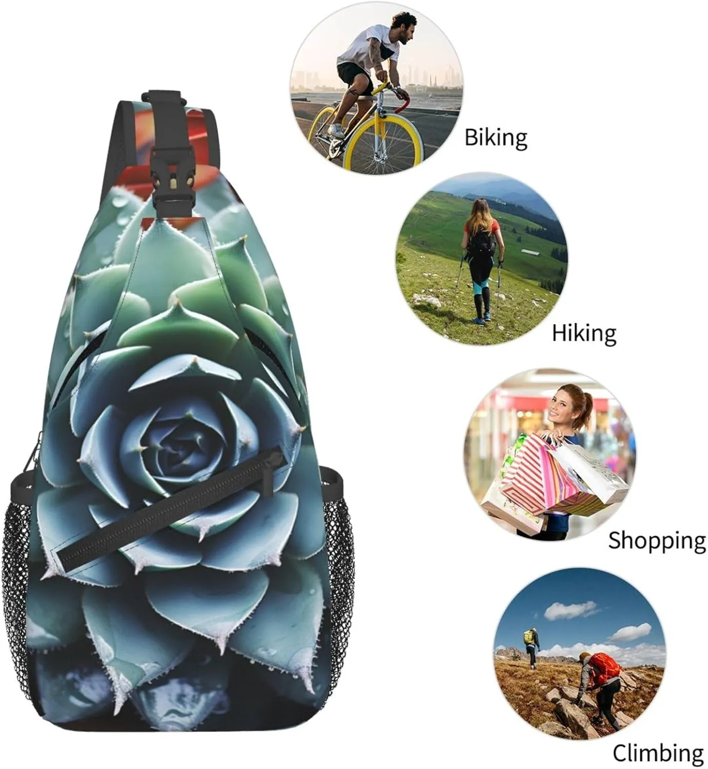 Sling Bag for Women Men Crossbody Bag Sling Backpack Succulent Plant Cross Body Bag Adjustable Chest Bag