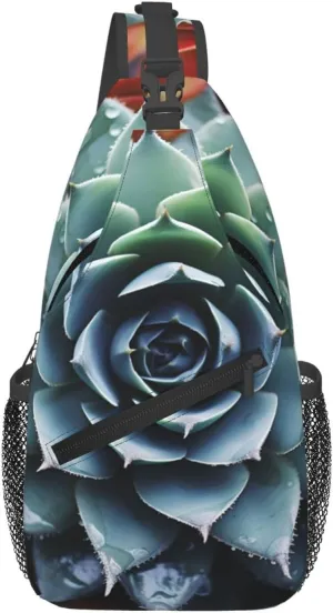 Sling Bag for Women Men Crossbody Bag Sling Backpack Succulent Plant Cross Body Bag Adjustable Chest Bag