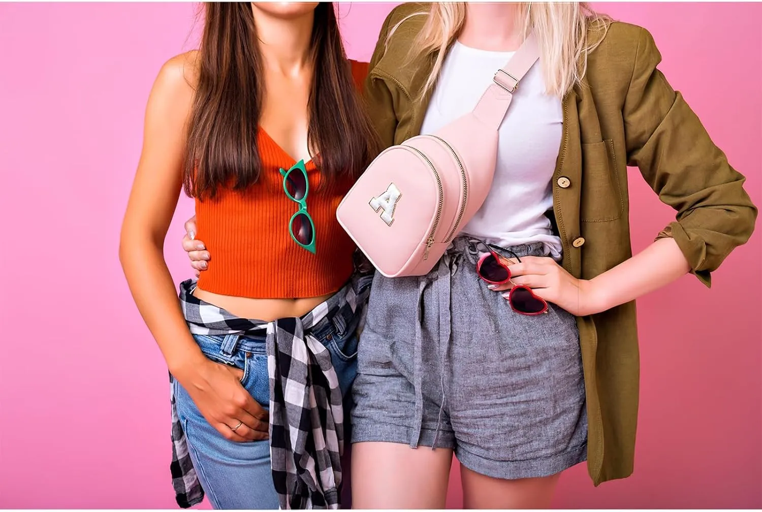 Sling Bag for women,Initial Fanny Pack, Cute Travel Crossbody Bag,Initial Purse Belt Bag L