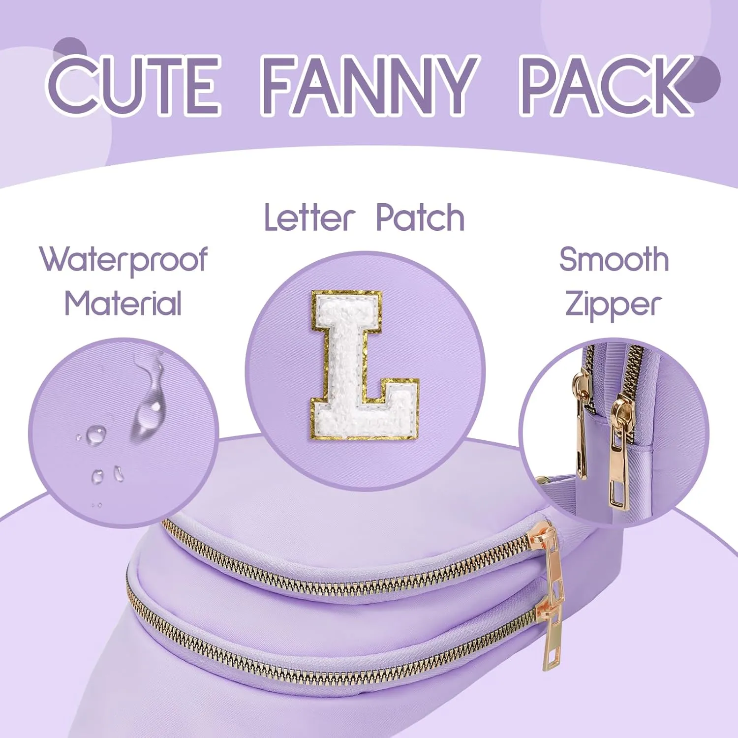 Sling Bag for women,Initial Fanny Pack, Cute Travel Crossbody Bag,Initial Purse Belt Bag L