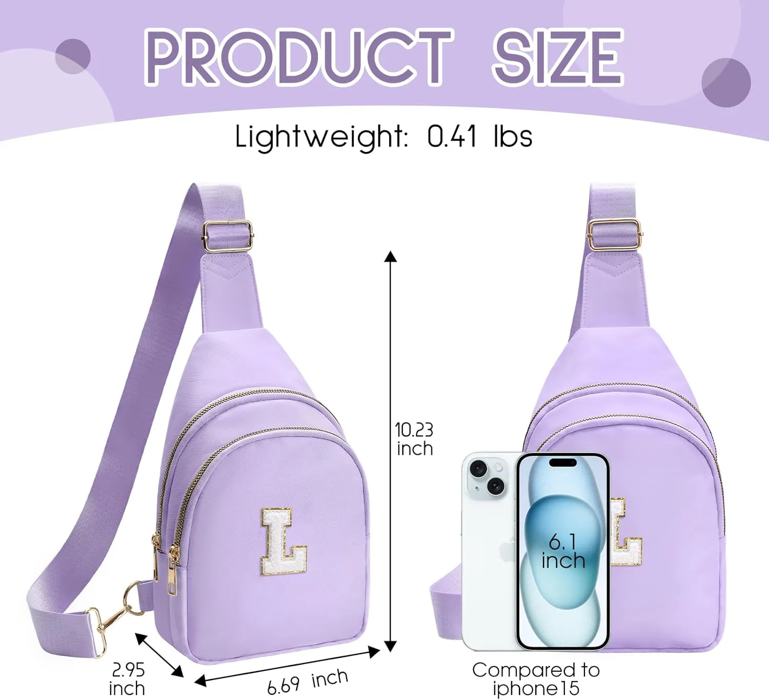 Sling Bag for women,Initial Fanny Pack, Cute Travel Crossbody Bag,Initial Purse Belt Bag L