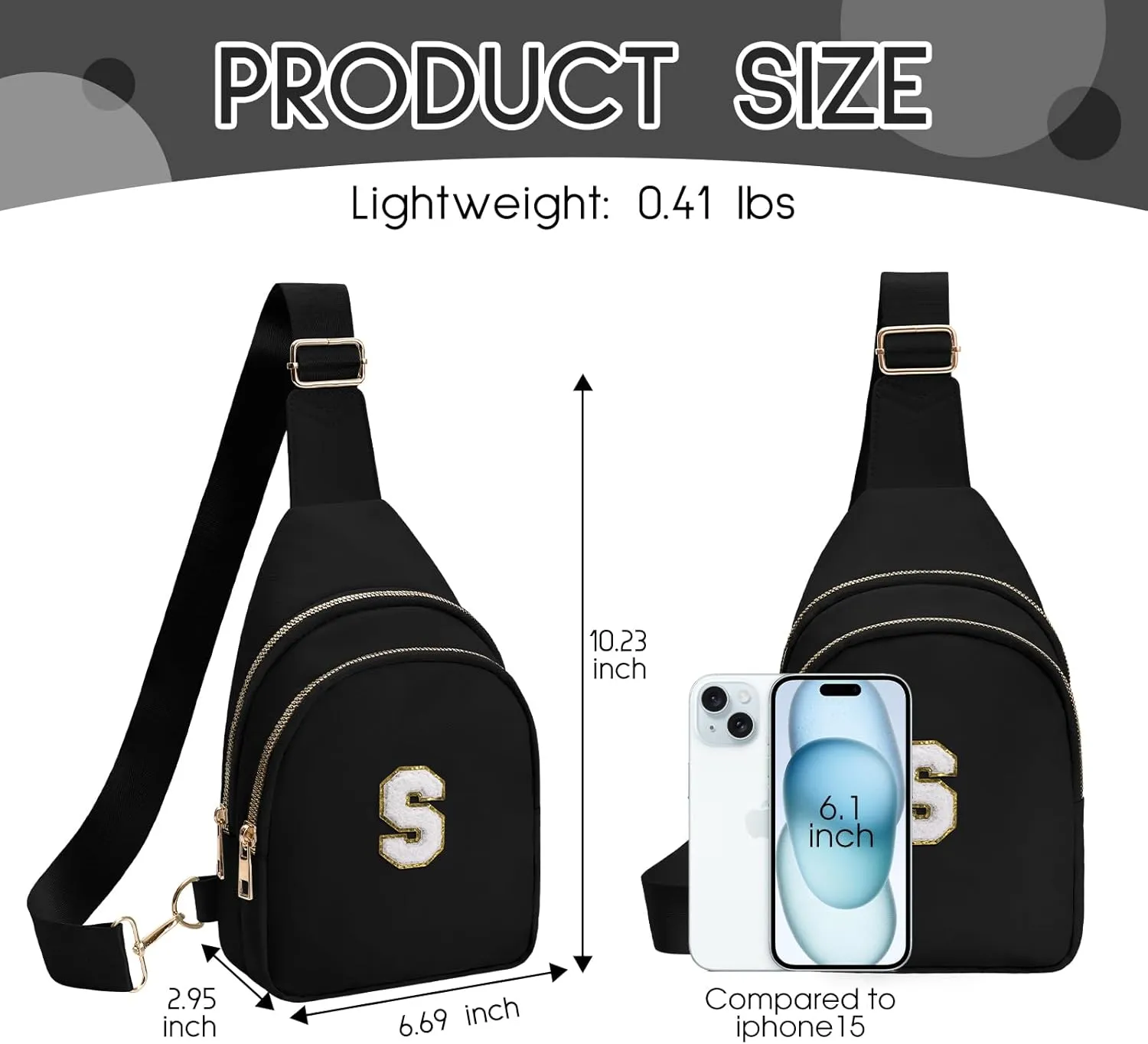 Sling Bag for women,Initial Fanny Pack, Cute Travel Crossbody Bag,Initial Purse Belt Bag S