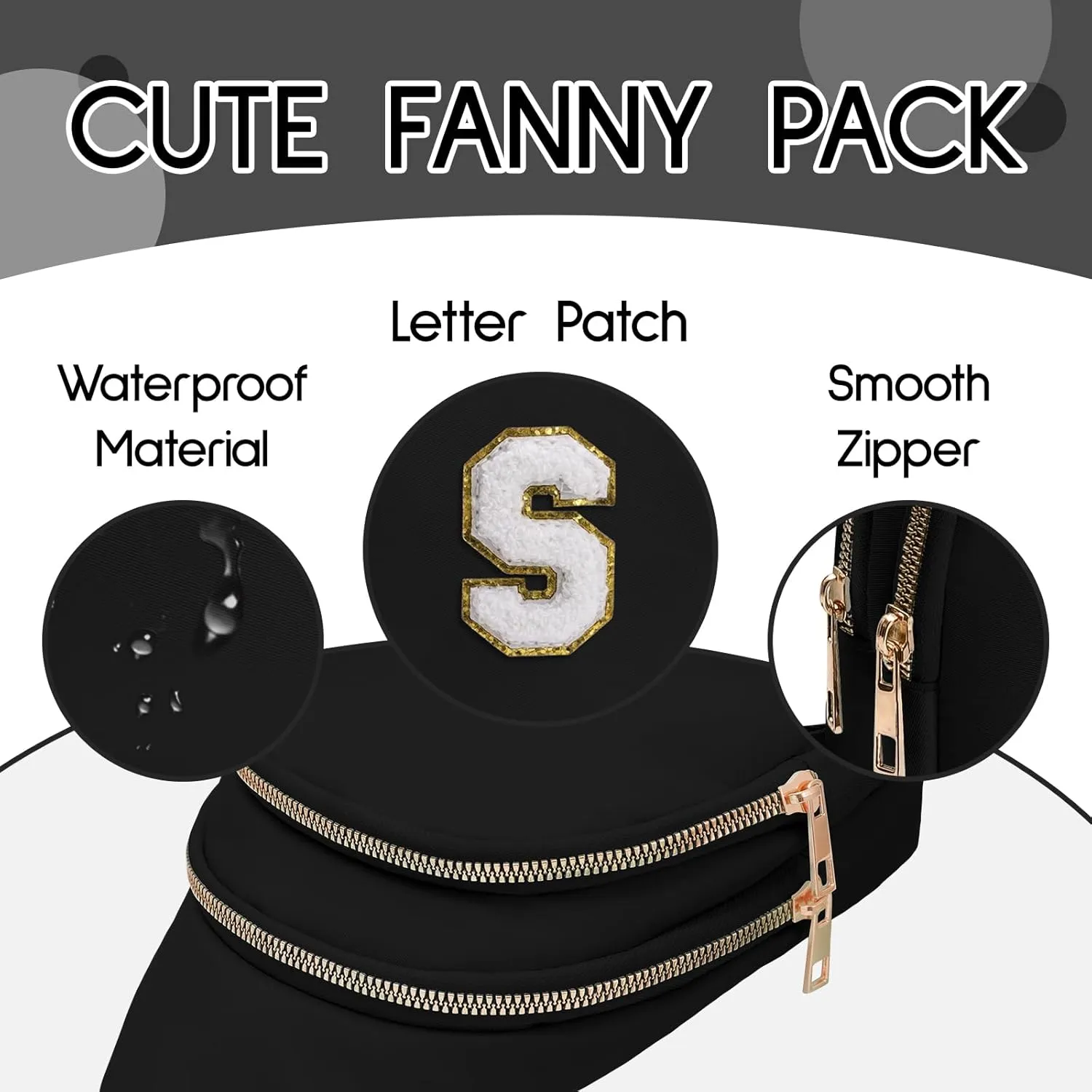 Sling Bag for women,Initial Fanny Pack, Cute Travel Crossbody Bag,Initial Purse Belt Bag S