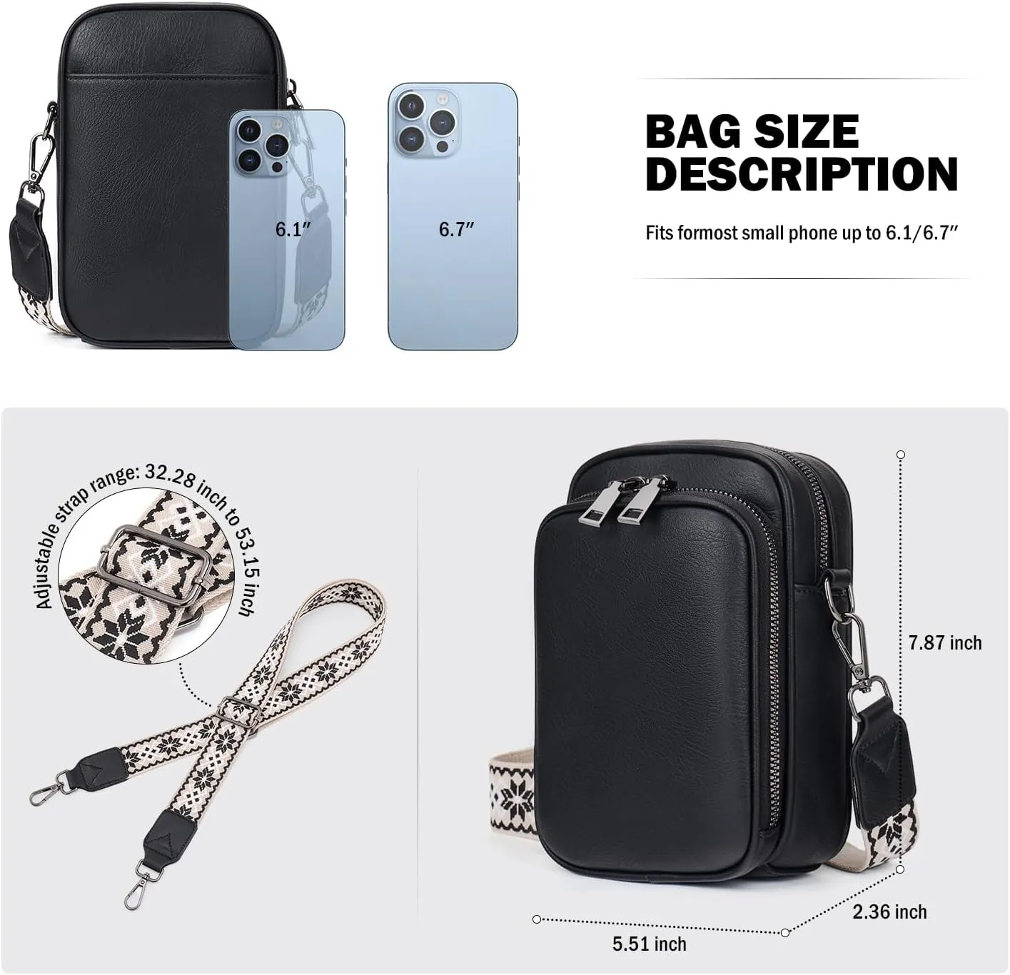 Small Crossbody Bags for Women Trendy,Vegan Leather Cell Phone Purse Crossbody Handbag Purse with Built in Wallet