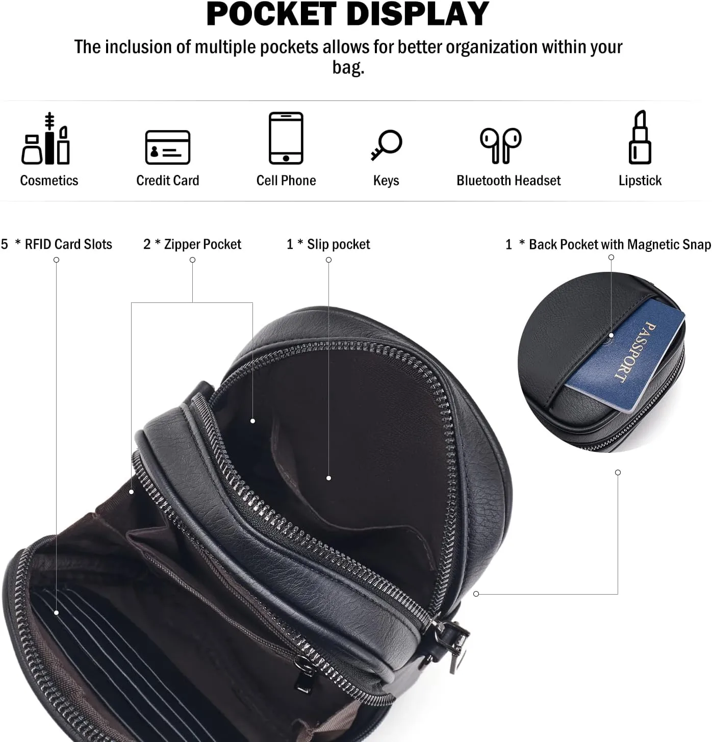 Small Crossbody Bags for Women Trendy,Vegan Leather Cell Phone Purse Crossbody Handbag Purse with Built in Wallet