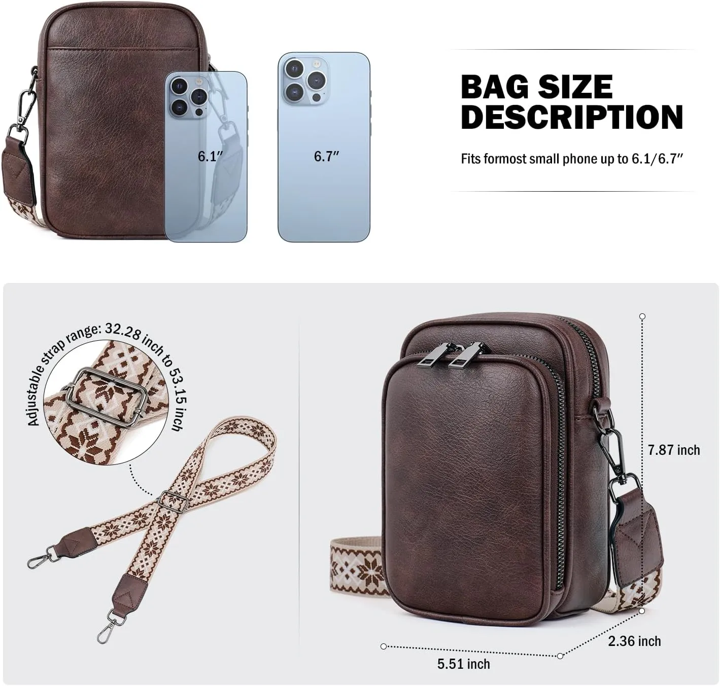 Small Crossbody Bags for Women Trendy,Vegan Leather Cell Phone Purse Crossbody Handbag Purse with Built in Wallet