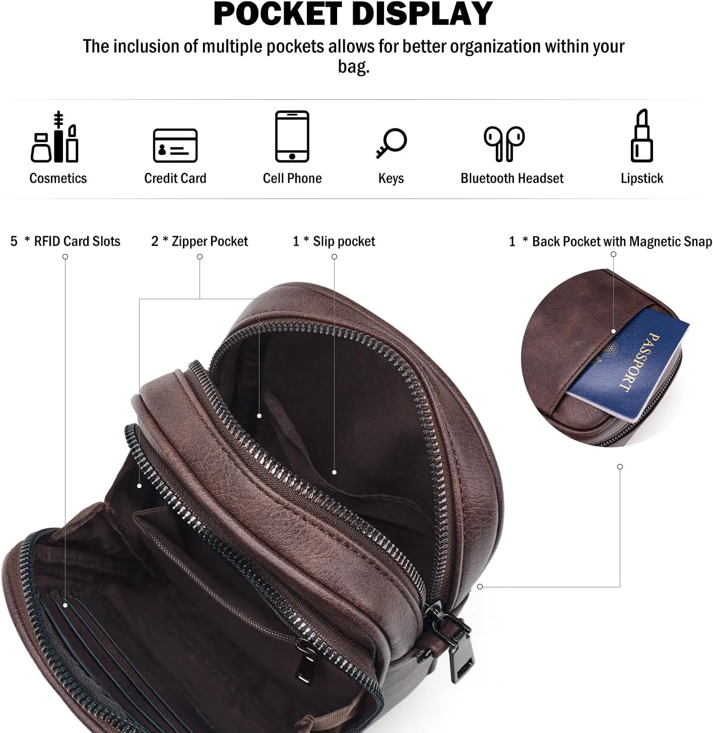 Small Crossbody Bags for Women Trendy,Vegan Leather Cell Phone Purse Crossbody Handbag Purse with Built in Wallet