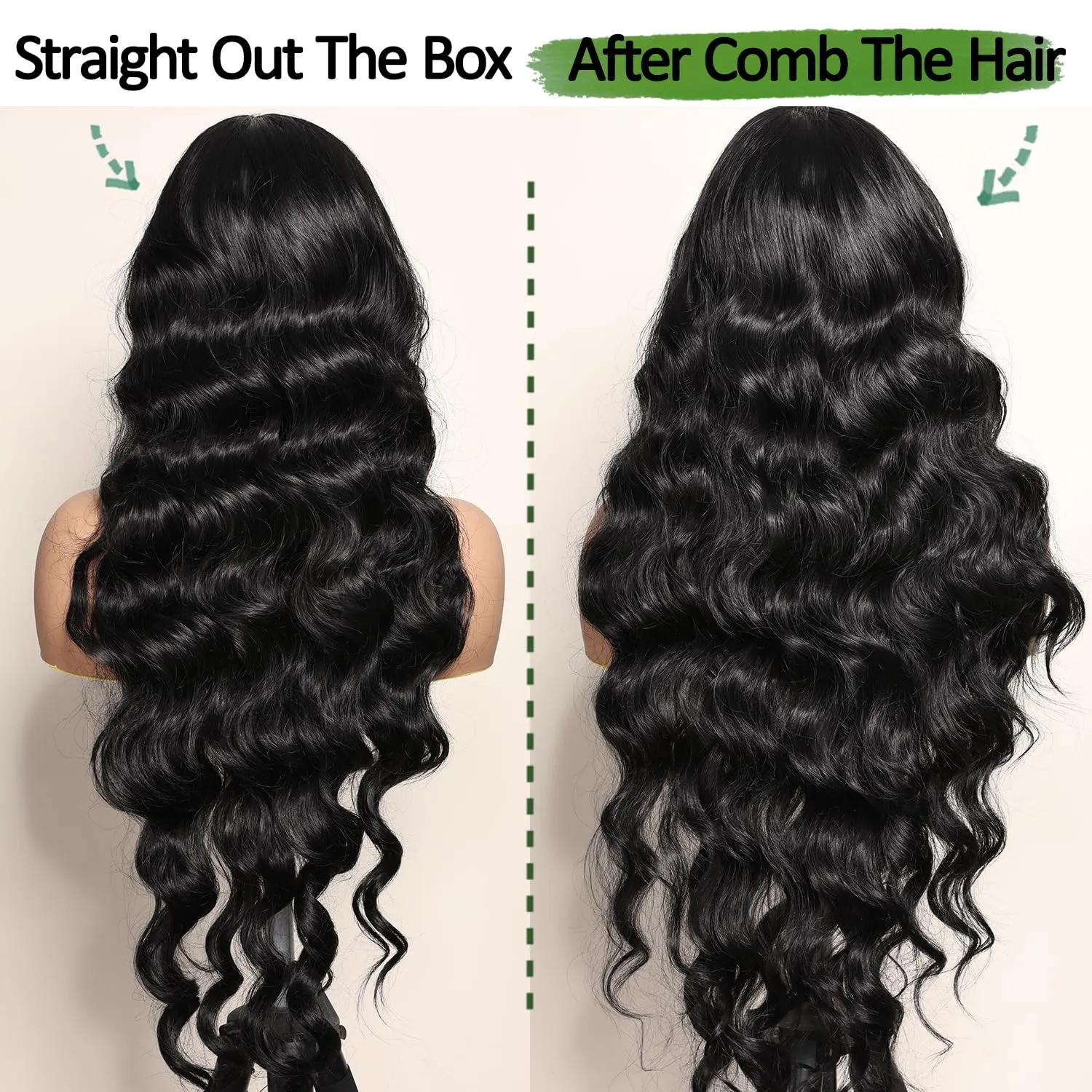 SOKU Black 13x6 Lace Frontal Wig 32 Inches Long Lightweight Body Wave Pre Plucked Hairline with Baby Hair Transparent Swiss Lace Heat Resistant Synthetic Hair Glueless Lace Front Wigs for Black Women