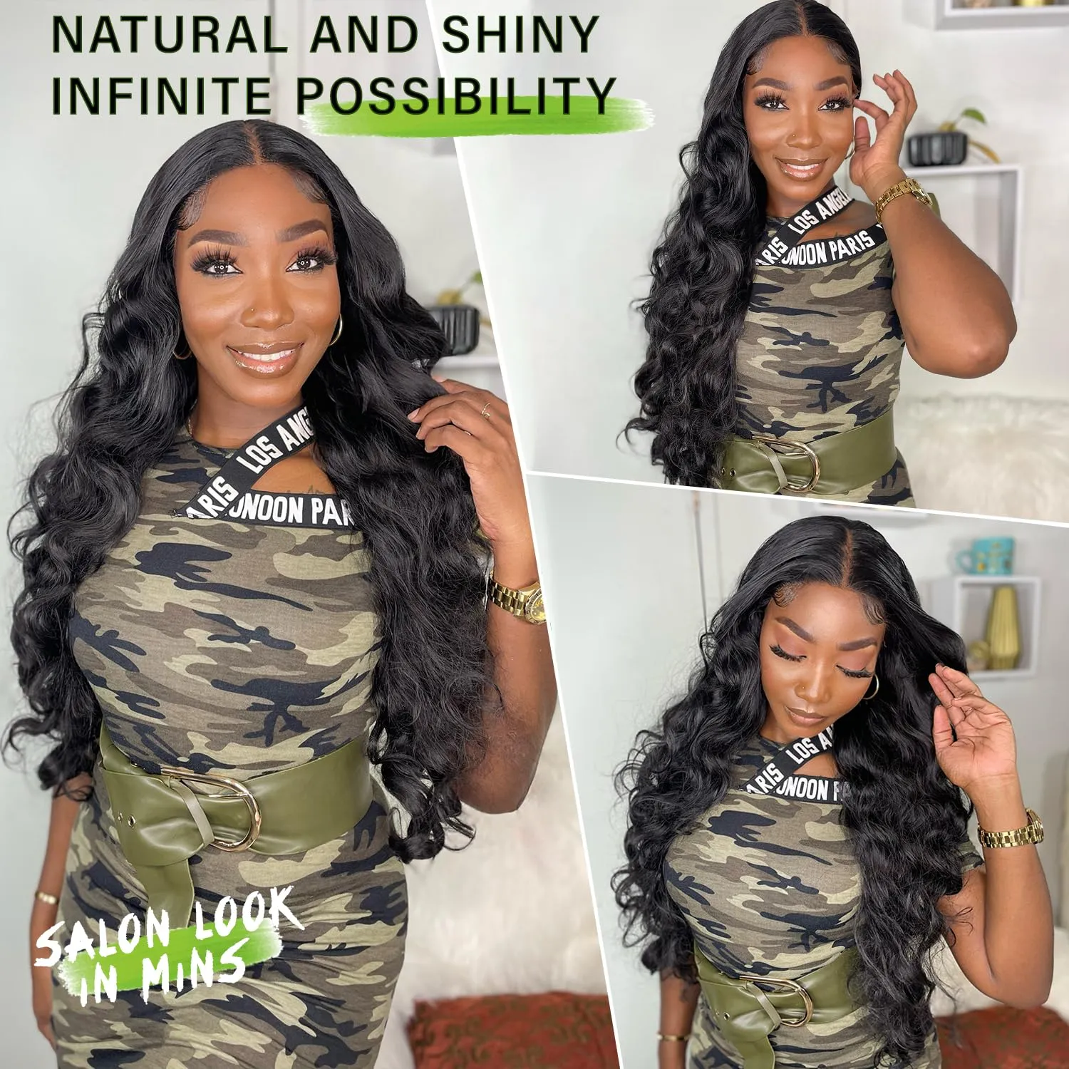 SOKU Black 13x6 Lace Frontal Wig 32 Inches Long Lightweight Body Wave Pre Plucked Hairline with Baby Hair Transparent Swiss Lace Heat Resistant Synthetic Hair Glueless Lace Front Wigs for Black Women