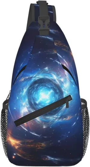 solar system print Cross bag, chest crossbody bag, men's casual chest bag travel hiking backpack
