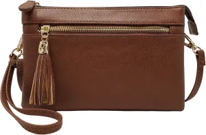 Solene Women's Lightweight Multi Compartment Wristlet Clutch Wallet Crossbody Bag