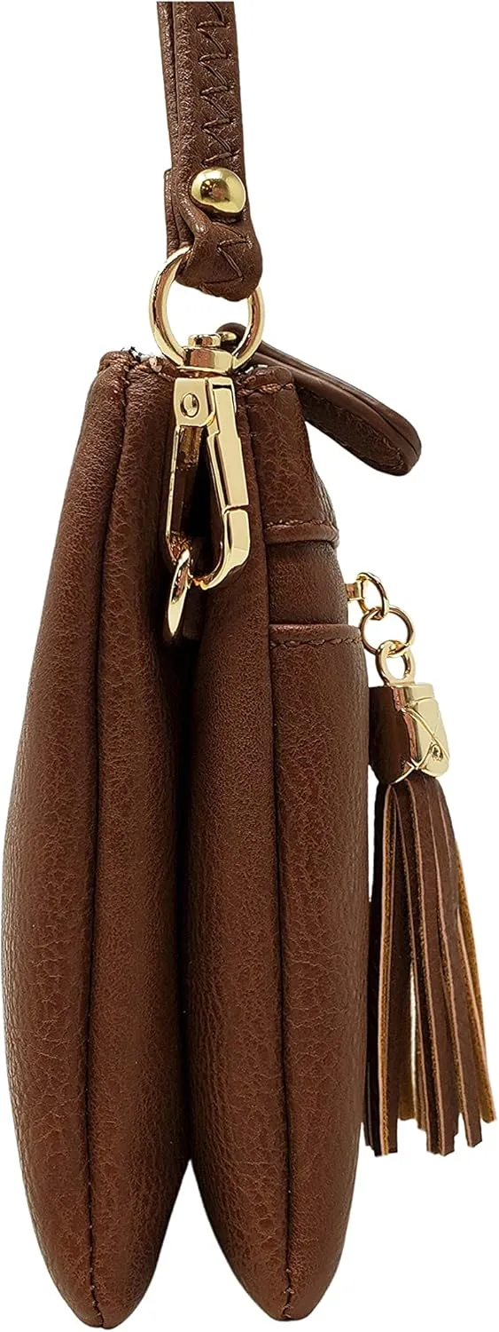 Solene Women's Lightweight Multi Compartment Wristlet Clutch Wallet Crossbody Bag