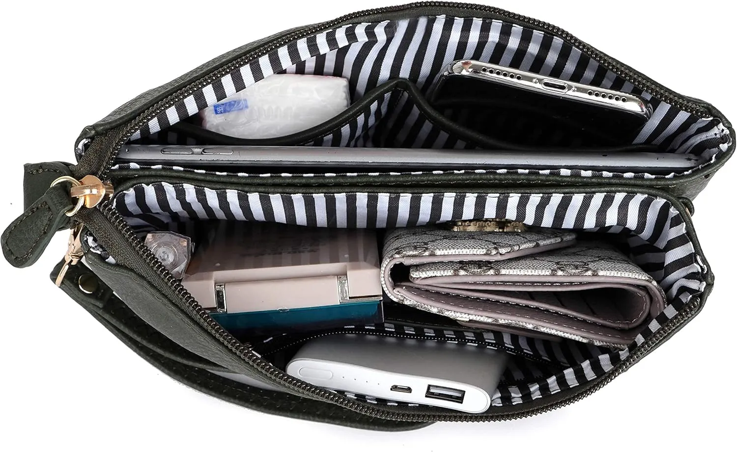 Solene Women's Lightweight Multi Compartment Wristlet Clutch Wallet Crossbody Bag